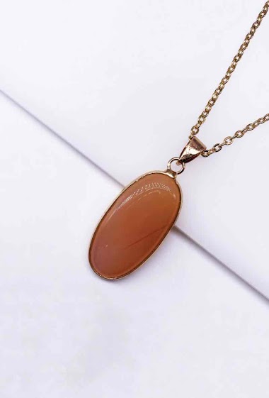 Wholesaler MY ACCESSORIES PARIS - Necklace with long oval stone