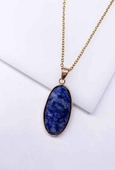 Wholesaler MY ACCESSORIES PARIS - Necklace with long oval stone