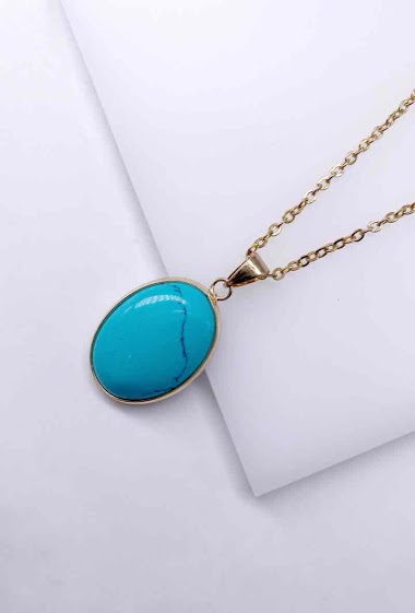 Wholesaler MY ACCESSORIES PARIS - Necklace with oval stone