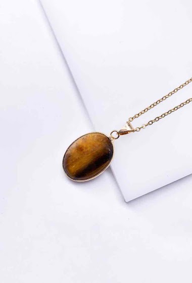Wholesaler MY ACCESSORIES PARIS - Necklace oval stone