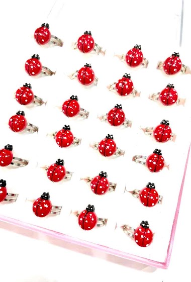 Wholesaler MY ACCESSORIES PARIS - Ring child ladybug box 24 pces