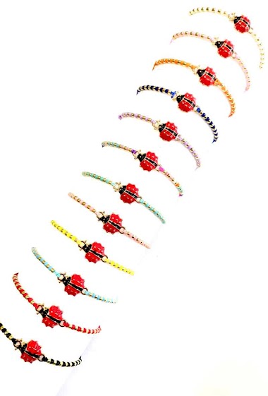 Wholesaler MY ACCESSORIES PARIS - Bracelet ladybug 12 Mixed Colors