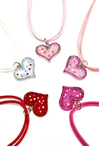 Wholesaler MY ACCESSORIES PARIS - Necklace  child heart - pack 12 pces