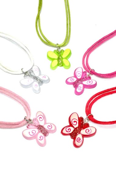 Mayorista MY ACCESSORIES PARIS - Necklace  child butterfly- pack 12 pces