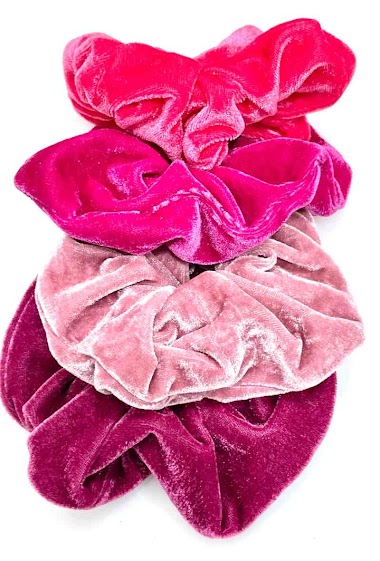 Wholesaler MY ACCESSORIES PARIS - Big scrunchie velvet - pink collection