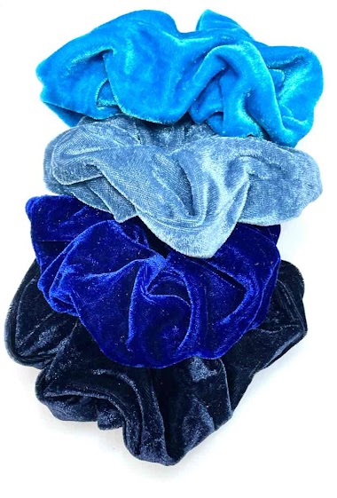 Wholesaler MY ACCESSORIES PARIS - Big scrunchie velvet - blue collection
