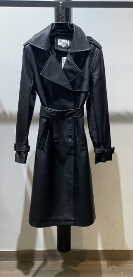 Wholesaler MY CHIC - MILONG FAUX LEATHER TRENCH