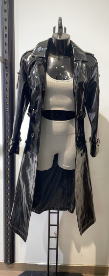 Wholesaler MY CHIC - FAUX PATENT LEATHER TRENCH