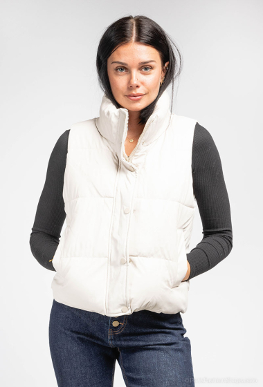 Wholesaler My Queen - Faux leather sleeveless down jacket
