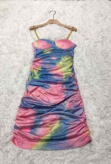 Wholesaler My Queen - Rainbow tight dress with chain straps
