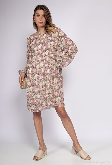 Wholesaler My Queen - floral print pleated dress