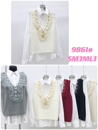 Wholesaler My Style - Shirt with sleeveless sweater