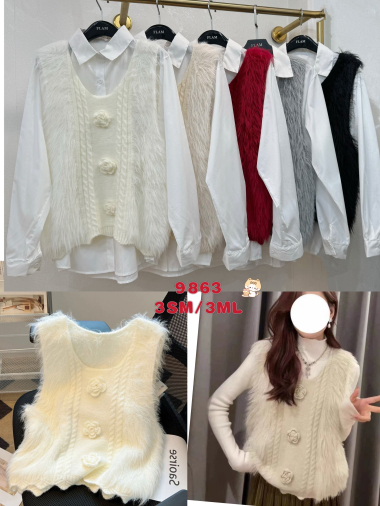 Wholesaler My Style - Shirt with sleeveless sweater