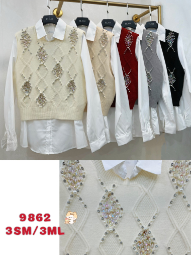 Wholesaler My Style - Shirt with sleeveless sweater