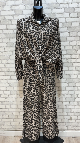 Grossiste My Style - Ensemble pantalons gaz coton léopard