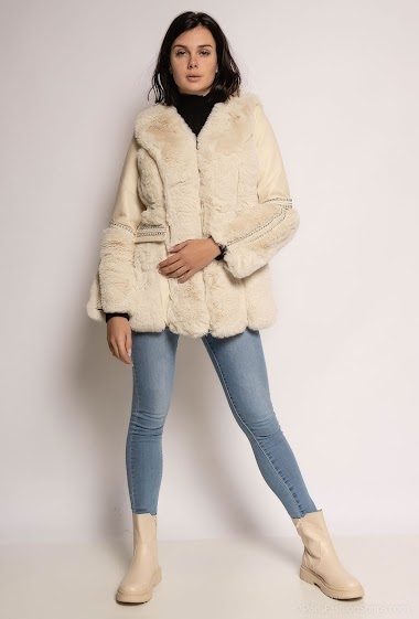 Wholesaler My Style - Faux leather and fur coat
