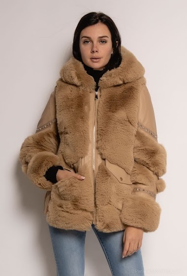 Wholesaler My Style - Faux leather and fur coat