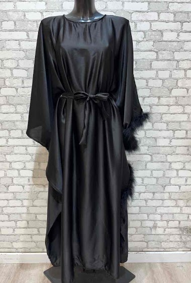 Wholesaler My Style - Satin dress with feather