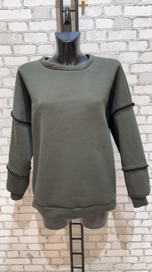 Wholesaler My Style - sweatshirt with black bands on the sleeves