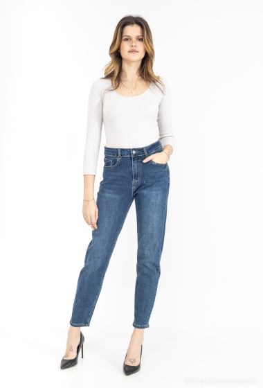 Großhändler My Tina's - Momfit-Jeans mit Strasssteinen