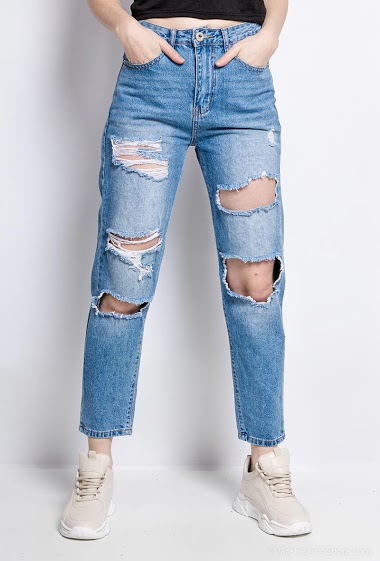 Großhändler MyBestiny - Destroyed mom jeans