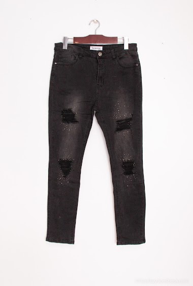 Wholesaler MyBestiny - Ripped jeans with rhinestones