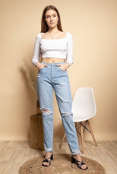 Wholesaler MyBestiny - Ripped regular jeans