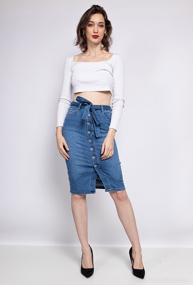Wholesaler MyBestiny - Buttoned skirt in denim