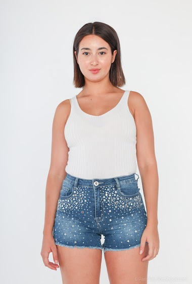 Wholesaler MyBestiny - Rhinestone jean shorts