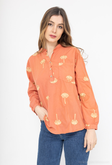 Wholesaler Mylee - Palm tree embroidered cotton blouse