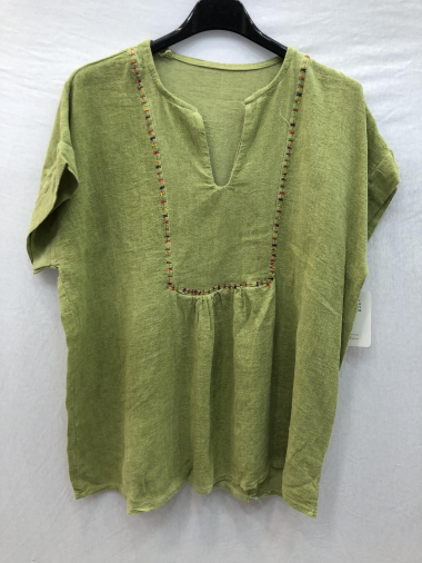 Wholesaler Mylee - Short-sleeved embroidered cotton blouse