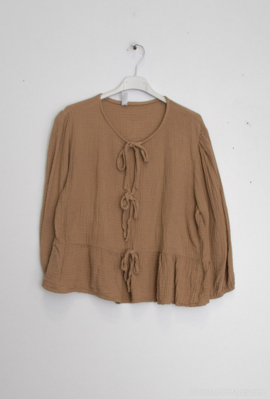 Großhändler Mylee - Fliegende Bluse aus Baumwollgaze mit Knoten