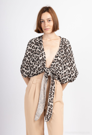 Wholesaler Mylee - Leopard-print cotton gauze bolero