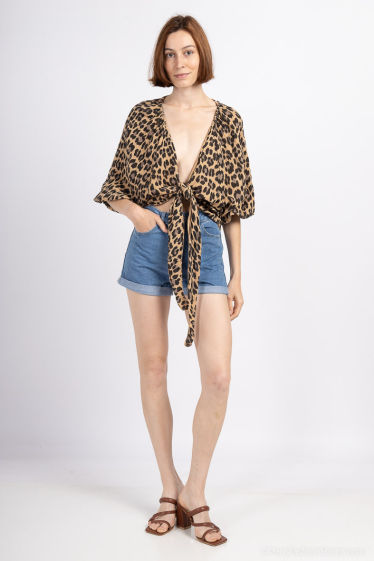 Wholesaler Mylee - Leopard-print cotton gauze bolero