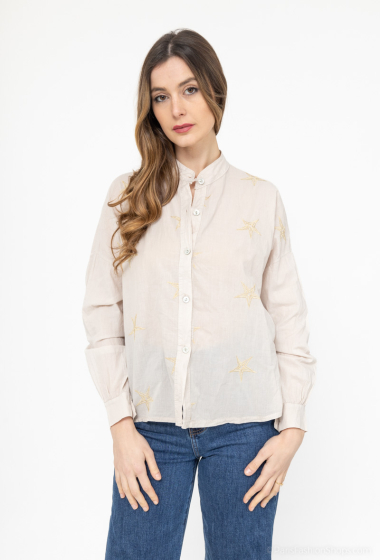 Mayorista Mylee - Camisa de algodón con bordado de estrellas