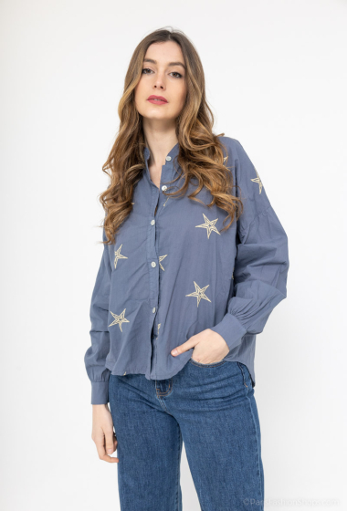 Mayorista Mylee - Camisa de algodón con bordado de estrellas