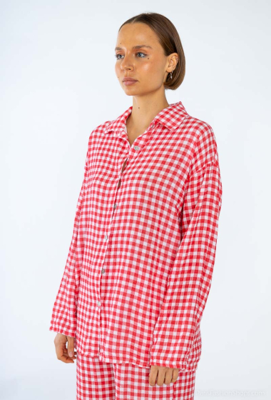 Großhändler Mylee - Kariertes Hemd aus bedruckter Baumwollgaze