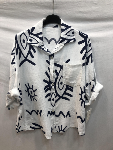 Wholesaler Mylee - Ethnic patterned printed linen shirt