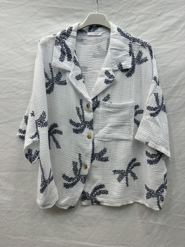 Großhändler Mylee - Kurzarmhemd aus Baumwollgaze mit Palmenprint
