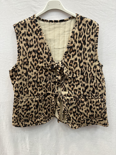 Wholesaler Mylee - Quilted leopard-print cotton gauze vest