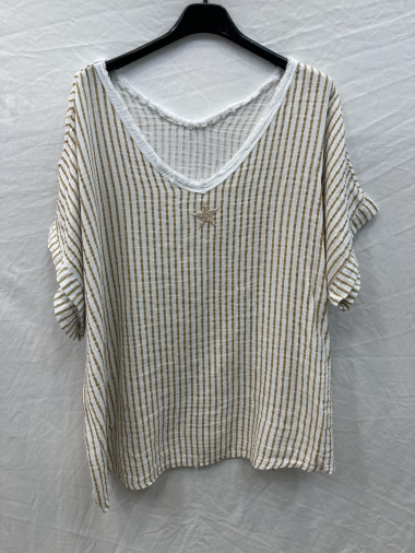 Wholesaler Mylee - Striped cotton gauze top with white stars