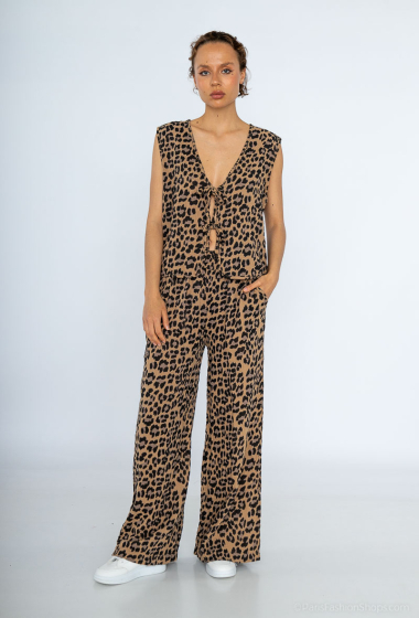 Mayorista Mylee - Pantalones de gasa de algodón con estampado de leopardo
