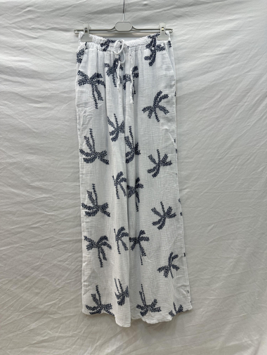 Grossiste Mylee - Pantalon en gaze de coton imprimé à palmiers