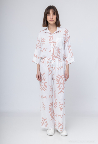Wholesaler Mylee - Printed linen pants with ethnic patterns