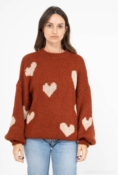 Wholesaler Mylee - Sweater with lurex heart pattern