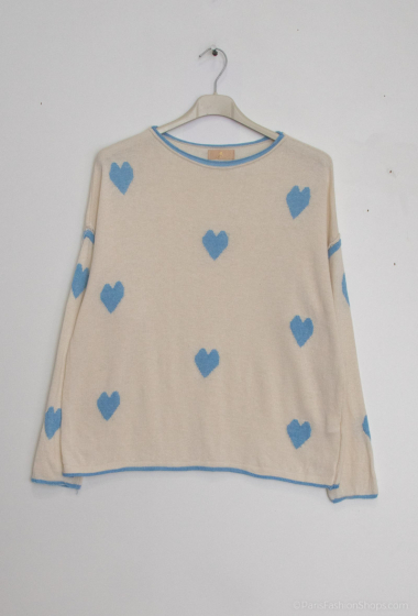 Wholesaler Mylee - Fine knit cotton sweater with hearts