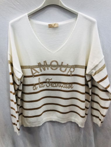 Wholesaler Mylee - Striped knit and lurex sweater Amour