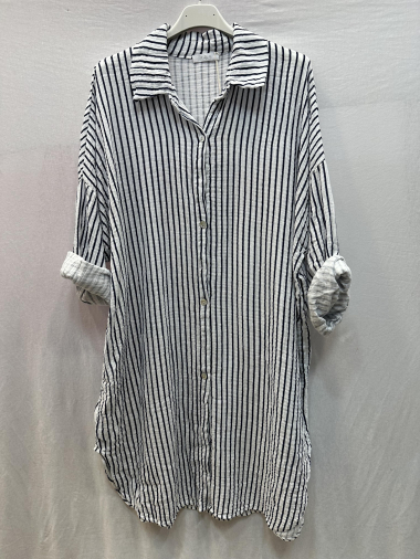 Grossiste Mylee - Robe chemise en gaze de coton imprimé à rayure