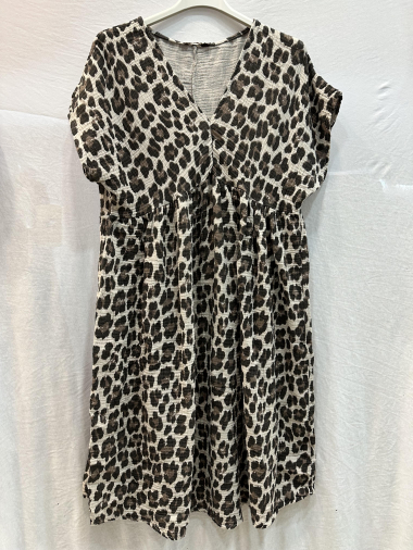 Großhändler Mylee - Kurzes Kleid aus Baumwollgaze mit Leopardenmuster