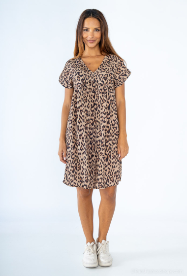Wholesaler Mylee - Short leopard cotton gauze dress